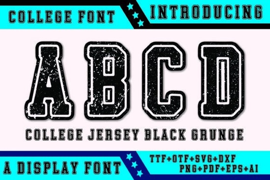 College Jersey Black Grunge Font